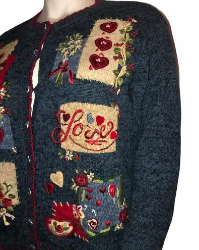 heirloom collectibles Embroidered Love Theme Cardigan