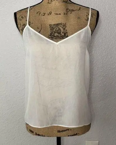 Tanya Taylor White Crepe Tank Top Size 6 Spaghetti Strap V Neck Classic Preppy