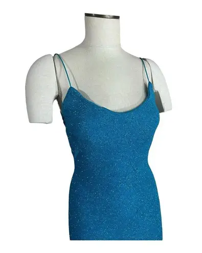 City Triangles Vintage Y2K  Blue Sparkly Dress Low Strappy Back US MEDIUM