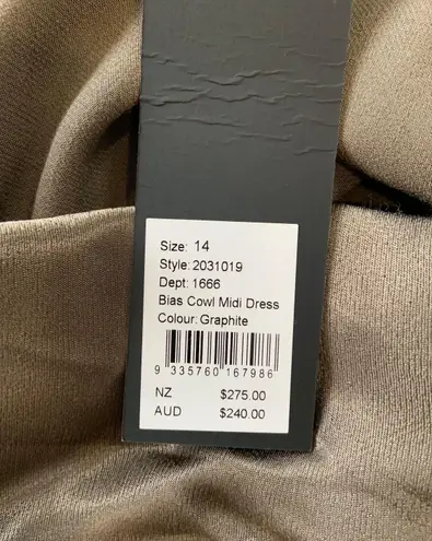 Shona joy Sophia Bias Cowl Neck Midi Dress in Graphite