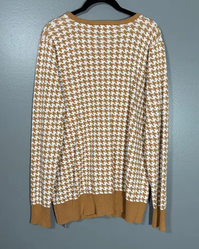 Jessica London Brown Houndstooth Cardigan Sweater - Size 14/16 - Women's Plus