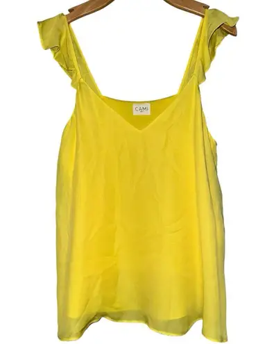Cami NYC Women’s Size L Yellow Silk V-Neck Flutter Strap Sleeveless Tank Top