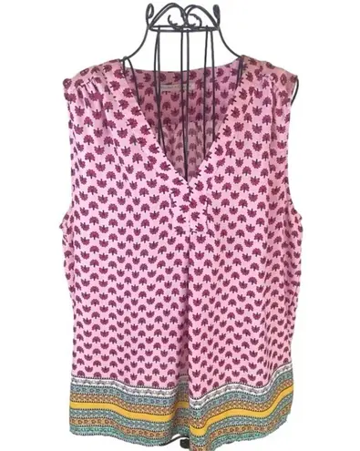 Violet+Claire Pink Mixed Print Boho Sleeveless Blouse Feminine Girly Gypsy