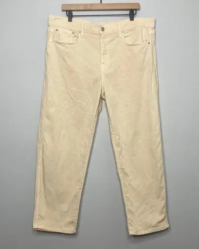 AYR Jeans Women 33 Cream The Beat Drop Barrel Leg Straw Hat Coastal Quiet Luxury