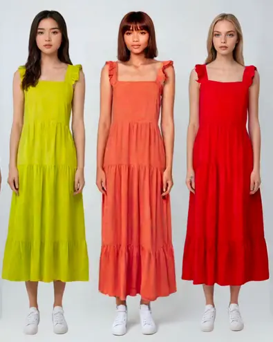 Comfy And Ready Reilly Ruffle Maxi Dress Size Small In Apricot