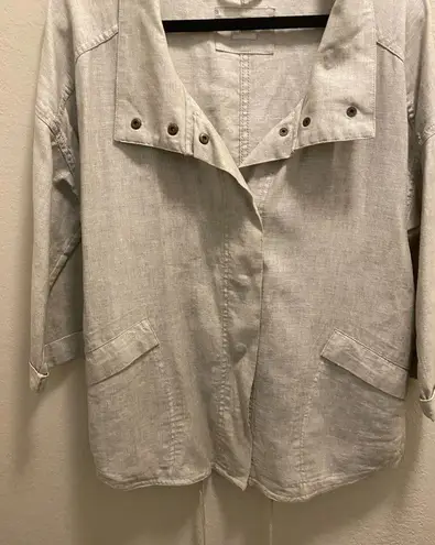 Poetry Viscose Linen Blend Utility Beige Jacket Size 8/10