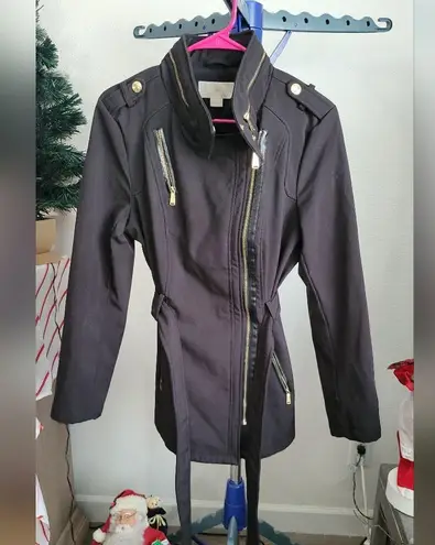 Michales Kors Asymmetrical Zipper Coat Size M Black Size M