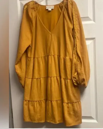 Love Riche 💕 2 For $10 Ruffle Boutique Dress Mustard Color Size Small