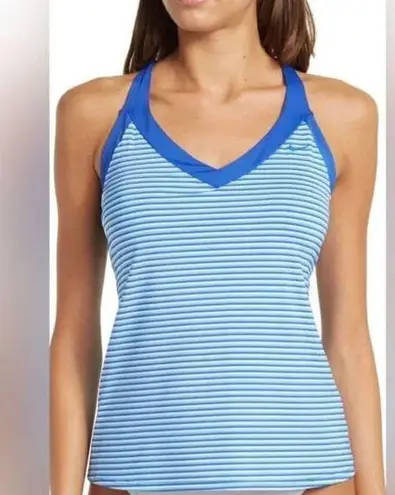 Nike NWT  Teal & Blue Stripe V-neck Tankini Swim Top - size XS