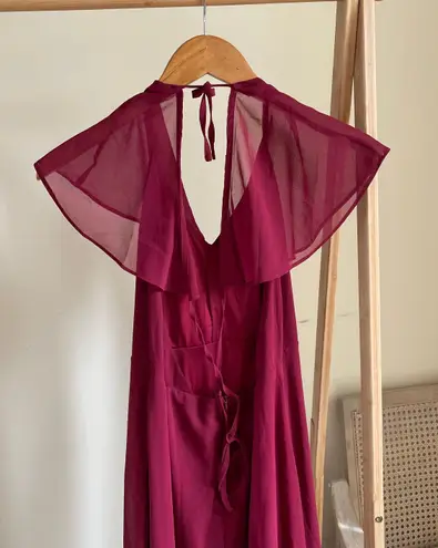 Nasty Gal Wrap Back Ruffle Sleeve Maxi Dress in Burgundy - 4