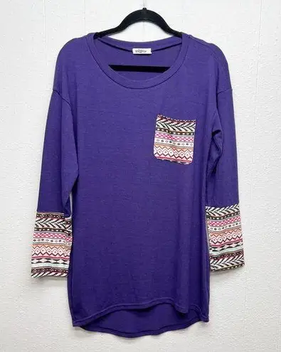 Styleword Tunic Sweater Dress Womens Medium Bohemian Loungewear Relaxed Pullover Purple