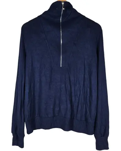 Fortune + Ivy Blue High Neck 1/2 Zip Lightweight Pullover Sweater XL