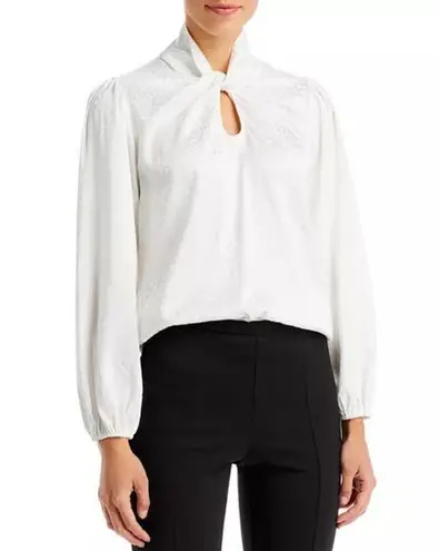 Status by Chenault Jacquard Twist Neck Blouse in Off White, Size L New w/Tag White Size L