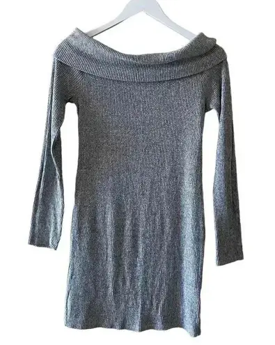 Heart & Hips Bardot neckline oversized lagenlook womens gray sweater SZ M
