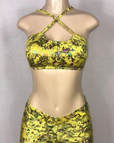 Zuliana Designer Activewear Two Piece Set Made In USA NWT Yellow