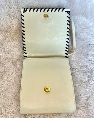 YSL Rare Vintage Cassandra Cream Braided Shoulder Bag