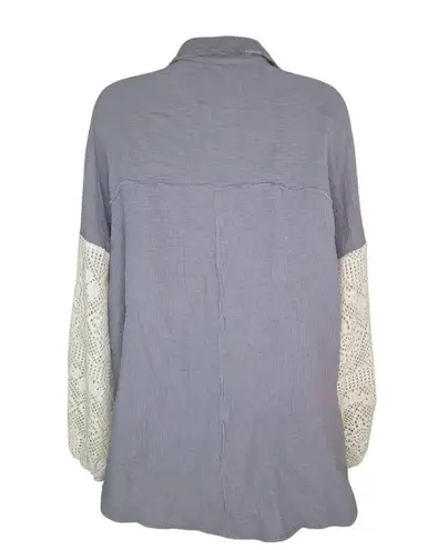 Oddy Nwt Miami Lantern Sleeve Button Up Over Sized Shirt Blouse Size Medium