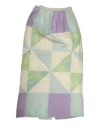 Vintage 60/70s MCM Midge Grant Patchwork Maxi Skirt Pastel Boho Cottage Fairy Size 10