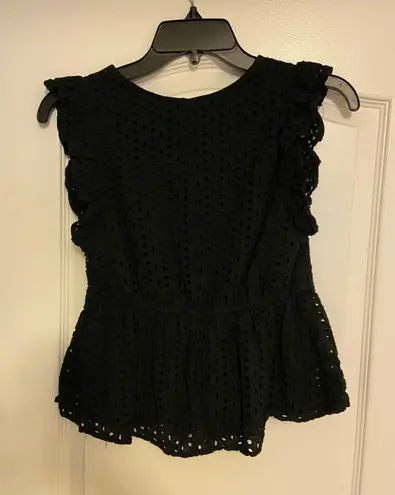 Jun & Ivy Black Eyelet Top