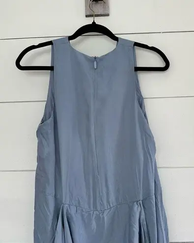 Tibi Women’s Blue Twill 2 Wide Leg Ruffle Jumpsuit