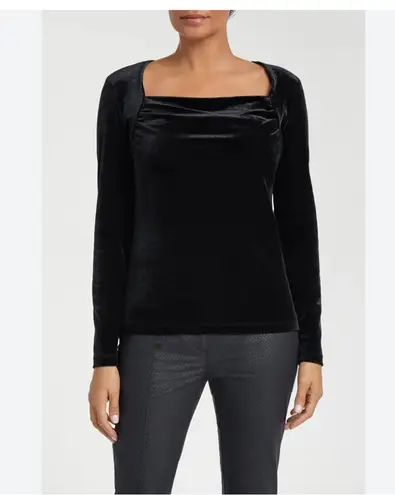 ANATOMIE Calliope Stretch Velvet Top in Black. MSRP $228 Black Size L