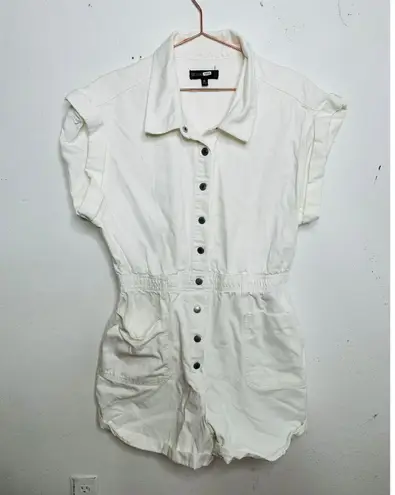 BLANKNYC White 100% Cotton Utility Collared Neckline Meditation Romper Size XL