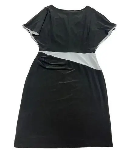 Lauren Ralph Lauren Dress Womens 10 White Black Split Flutter Sleeve Stretchy