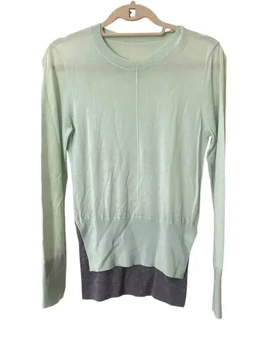 SAINT ART Carla Merino Wool Sweater Aqua Grey Medium Green