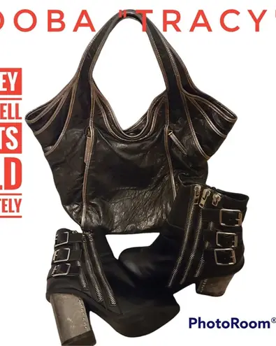 Kooba "Tracy" black with silver piping Hobo Tote bag