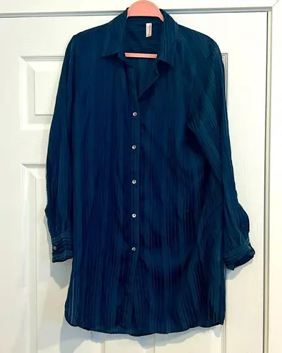 Commando  Pajama Striped Navy Sleep Night Shirt Dress Size Medium