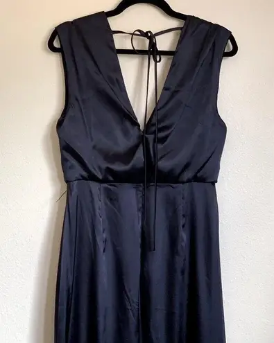 NWT Dessy Collection Charmeuse Cap Sleeve Gown Dress in Midnight Blue Size 8