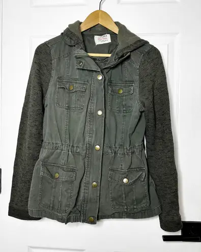 Ashley by 26 International Ashley 26 International Utility Olive Green Knit Sleeve Hooded Jacket Sz Medium