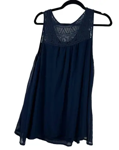 Liz Lange Maternity Navy Blue Crochet Flowy Gauzy Blouse Women's Size XXL