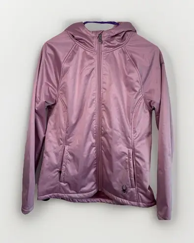 Spyder Hooded Fleece Jacket Women's Medium Pink Full Zip Softshell Cozy