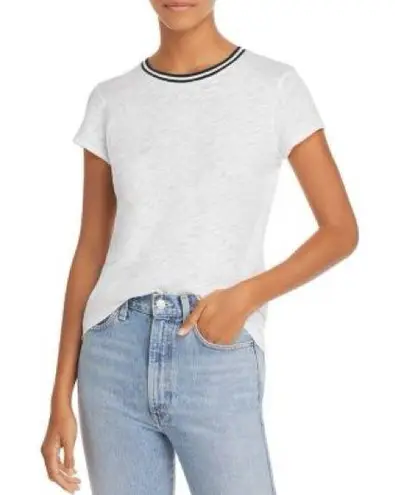 Goldie Tipped Ringer Tee white black size small