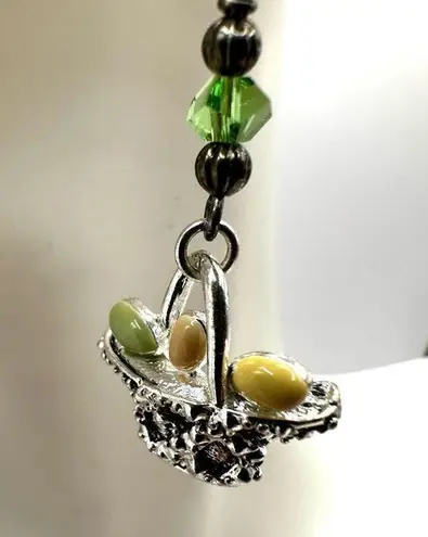 Long egg basket earrings Silver