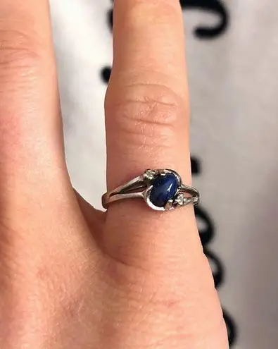 Boutique Blue star sapphire & diamonds white gold ring 4