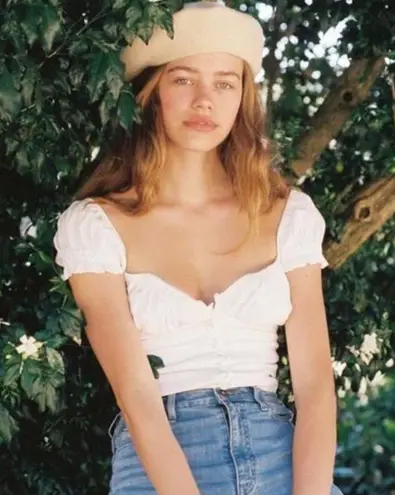 With Jean  Louie White Milkmaid Top Shirt Blouse