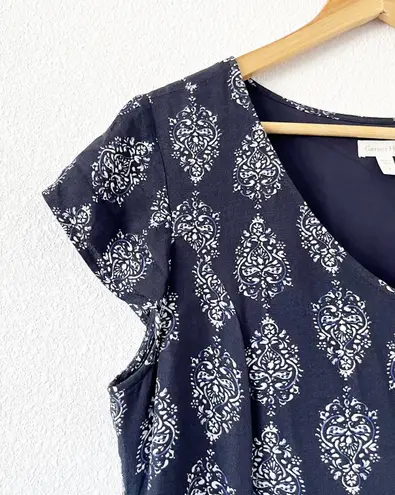 Garnet Hill Summer Day Navy Print Lined Drop Waist Dress