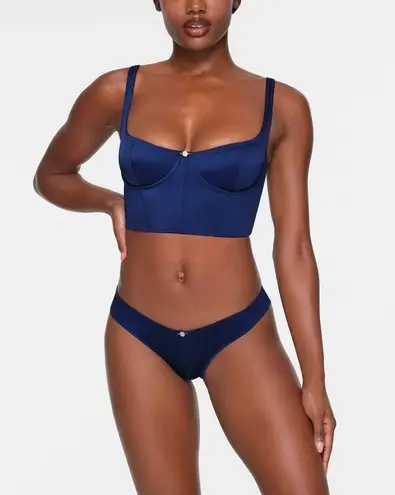 SKIMS Stretch Satin Corset in Neptune