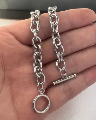 Link Chain Bracelet for Men Women Streetwear Unisex Style Silver