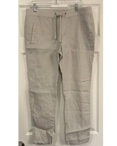 James Perse Pants Women Sz 3 (34” Waist) Beige Straight Leg Garment Dyed Linen