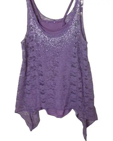 #2 Lace tank top with handkerchief hemline Purple