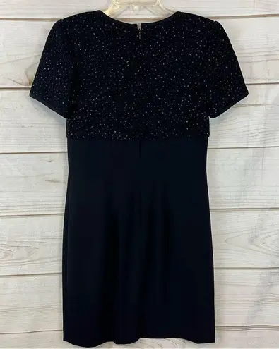 Warren Women’s Navy Sparkly Glittered Stretch Short Holiday Dress Size 6 Petite