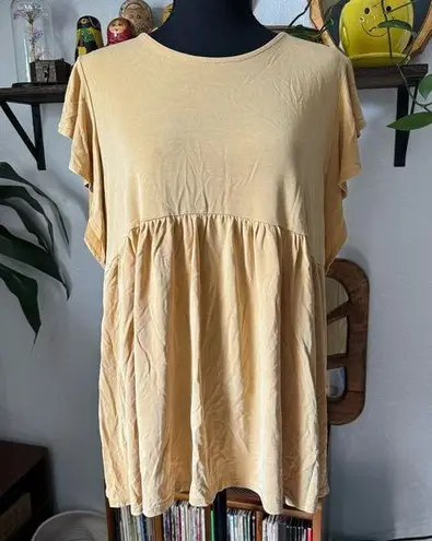 Pinkblush Women’s Sunflower Yellow Fluttersleeve Keyhole Maternity Shirt