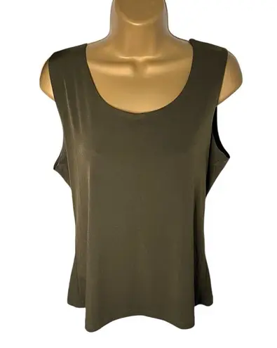 Vintage Y2K CKW Crew Knit Wear Scoop Neck Tank Top Stretch Dark Olive XL Green