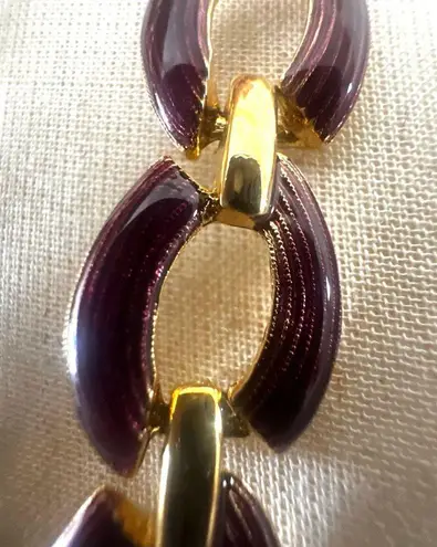 Vintage Gold & Plum Enamel Link Necklace