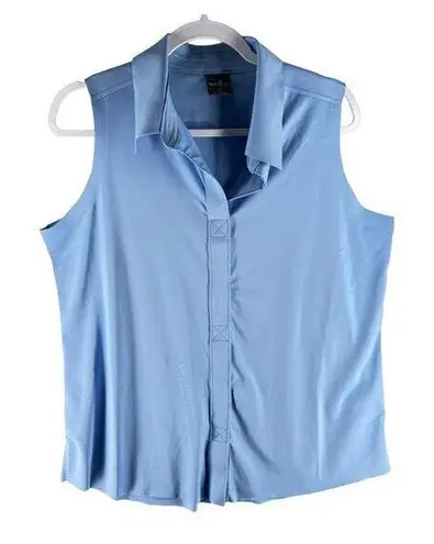 Belyn Key Womens Tops Size L Stretch Sleeveless Polo Blue Size L