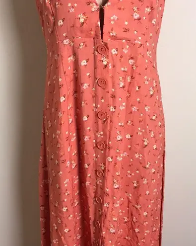 Ellsworth & Ivey Lucy Dress Coral Floral Linen Size M
