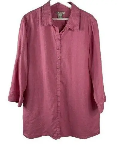 Orvis  100% Linen Pink Button Front Long Sleeve Collared Shirt Women’s Plus Sz 18